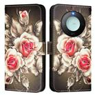 For Honor X9c Smart 5G Colored Drawing Pattern Plain Weave Leather Phone Case(Roses On Black) - 2