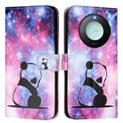 For Honor X9c Smart 5G Colored Drawing Pattern Plain Weave Leather Phone Case(Baby Panda) - 2
