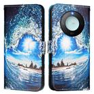 For Honor X9c Smart 5G Colored Drawing Pattern Plain Weave Leather Phone Case(Waves And Sun) - 2