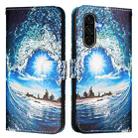 For Samsung Galaxy A56 5G Colored Drawing Pattern Plain Weave Leather Phone Case(Waves And Sun) - 2