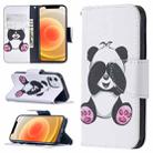 For iPhone 12 mini Colored Drawing Pattern Horizontal Flip Leather Case with Holder & Card Slots & Wallet(Panda) - 1