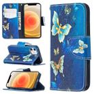 For iPhone 12 mini Colored Drawing Pattern Horizontal Flip Leather Case with Holder & Card Slots & Wallet(Gold Butterfly) - 1