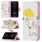 For iPhone 12 / 12 Pro Colored Drawing Pattern Horizontal Flip Leather Case with Holder & Card Slots & Wallet(Elephant) - 1