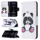 For iPhone 12 / 12 Pro Colored Drawing Pattern Horizontal Flip Leather Case with Holder & Card Slots & Wallet(Panda) - 1