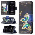 For iPhone 12 / 12 Pro Colored Drawing Pattern Horizontal Flip Leather Case with Holder & Card Slots & Wallet(Big Butterfly) - 1