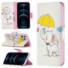 For iPhone 12 Pro Max Colored Drawing Pattern Horizontal Flip Leather Case with Holder & Card Slots & Wallet(Elephant) - 1