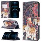 For iPhone 12 Pro Max Colored Drawing Pattern Horizontal Flip Leather Case with Holder & Card Slots & Wallet(Flowers and Elephant) - 1