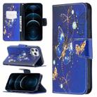 For iPhone 12 Pro Max Colored Drawing Pattern Horizontal Flip Leather Case with Holder & Card Slots & Wallet(Purple Butterfly) - 1