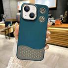 For iPhone 13 Leather Textured Fan Hollow Cooling MagSafe Magnetic Phone Case(Blue) - 1