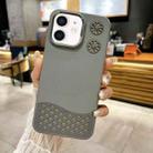 For iPhone 12 Leather Textured Fan Hollow Cooling MagSafe Magnetic Phone Case(Grey) - 1