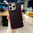 For iPhone 15 Pro Carbon Fiber Texture MagSafe Magnetic Shockproof Phone Case(Purple) - 1