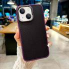 For iPhone 14 Plus Carbon Fiber Texture MagSafe Magnetic Shockproof Phone Case(Purple) - 1