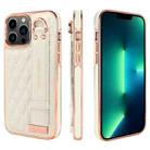 For iPhone 13 Pro Max VIETAO Rhombic Texture Wristband PU Phone Case(White) - 1