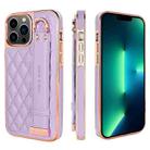 For iPhone 13 Pro Max VIETAO Rhombic Texture Wristband PU Phone Case(Purple) - 1