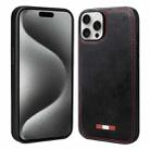 For iPhone 15 Pro Max VIETAO Plain Leather Stitching PU Phone Case(Black) - 1