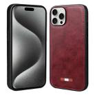 For iPhone 15 Pro VIETAO Plain Leather Stitching PU Phone Case(Red) - 1