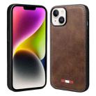 For iPhone 14 Plus VIETAO Plain Leather Stitching PU Phone Case(Brown) - 1