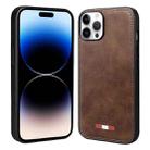 For iPhone 14 Pro VIETAO Plain Leather Stitching PU Phone Case(Brown) - 1