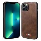 For iPhone 13 Pro Max VIETAO Plain Leather Stitching PU Phone Case(Brown) - 1