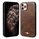 For iPhone 11 Pro Max VIETAO Plain Leather Stitching PU Phone Case(Brown) - 1