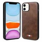 For iPhone 11 VIETAO Plain Leather Stitching PU Phone Case(Brown) - 1