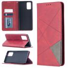 For Samsung Galaxy Note 20 Rhombus Texture Horizontal Flip Magnetic Leather Case with Holder & Card Slots & Wallet(Red) - 1