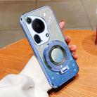 For Huawei Pura 70 Ultra Plated Gradient Glitter Round Holder TPU Phone Case(Sierra Blue) - 1