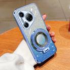For Huawei Pura 70 Plated Gradient Glitter Round Holder TPU Phone Case(Sierra Blue) - 1
