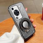 For Huawei Enjoy 70 Plated Gradient Glitter Round Holder TPU Phone Case(Black) - 1