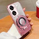 For Huawei nova 11 SE Plated Gradient Glitter Round Holder TPU Phone Case(Pink) - 1