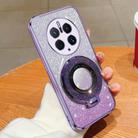 For Huawei Mate 50 Pro Plated Gradient Glitter Round Holder TPU Phone Case(Purple) - 1