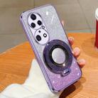 For Huawei P50 Pro Plated Gradient Glitter Round Holder TPU Phone Case(Purple) - 1