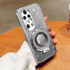 For Huawei P50 Pro Plated Gradient Glitter Round Holder TPU Phone Case(Silver) - 1