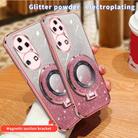 For Huawei P50 Plated Gradient Glitter Round Holder TPU Phone Case(Pink) - 3