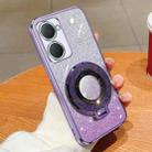 For vivo Y03 Plated Gradient Glitter Round Holder TPU Phone Case(Purple) - 1