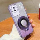 For vivo Y02 / Y11 2023 Plated Gradient Glitter Round Holder TPU Phone Case(Purple) - 1