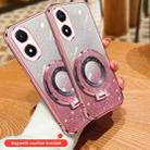 For vivo Y02s Plated Gradient Glitter Round Holder TPU Phone Case(Pink) - 3