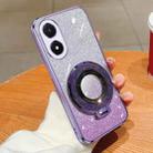 For vivo Y02s Plated Gradient Glitter Round Holder TPU Phone Case(Purple) - 1