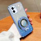 For vivo Y10 / Y15s 2021 Plated Gradient Glitter Round Holder TPU Phone Case(Sierra Blue) - 1