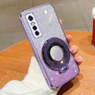 For vivo Y73s / S7e 5G Plated Gradient Glitter Round Holder TPU Phone Case(Purple) - 1