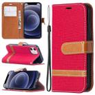 For iPhone 12 mini Color Matching Denim Texture Horizontal Flip Leather Case with Holder & Card Slots & Wallet & Lanyard(Red) - 1