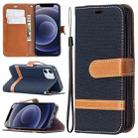 For iPhone 12 mini Color Matching Denim Texture Horizontal Flip Leather Case with Holder & Card Slots & Wallet & Lanyard(Black) - 1
