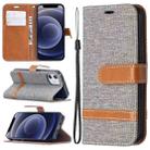 For iPhone 12 mini Color Matching Denim Texture Horizontal Flip Leather Case with Holder & Card Slots & Wallet & Lanyard(Grey) - 1