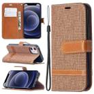 For iPhone 12 mini Color Matching Denim Texture Horizontal Flip Leather Case with Holder & Card Slots & Wallet & Lanyard(Brown) - 1