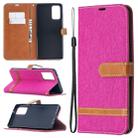 For Samsung Galaxy Note20 Color Matching Denim Texture Horizontal Flip Leather Case with Holder & Card Slots & Wallet & Lanyard(Rose Red) - 1