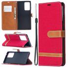 For Samsung Galaxy Note20 Ultra Color Matching Denim Texture Horizontal Flip Leather Case with Holder & Card Slots & Wallet & Lanyard(Red) - 1