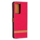For Samsung Galaxy Note20 Ultra Color Matching Denim Texture Horizontal Flip Leather Case with Holder & Card Slots & Wallet & Lanyard(Red) - 3