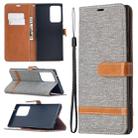 For Samsung Galaxy Note20 Ultra Color Matching Denim Texture Horizontal Flip Leather Case with Holder & Card Slots & Wallet & Lanyard(Grey) - 1