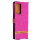 For Samsung Galaxy Note20 Ultra Color Matching Denim Texture Horizontal Flip Leather Case with Holder & Card Slots & Wallet & Lanyard(Rose Red) - 3