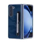 For Samsung Galaxy Z Fold5 5G PC Hybrid PU Stand Foldable Phone Case with Touch Pen(Blue) - 1